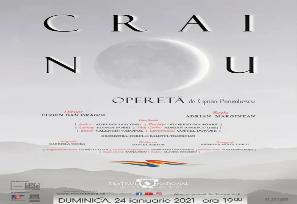 Spectacol online programat astăzi de Teatrul Naţional de Operă şi Operetă "Nae Leonard" Galaţi