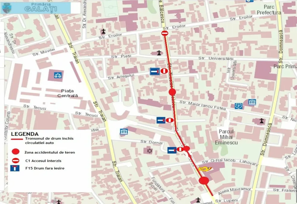 Lucrări de asfaltare a carosabilulu care impun închiderera traficului pe strada Nicolae Bălcescu