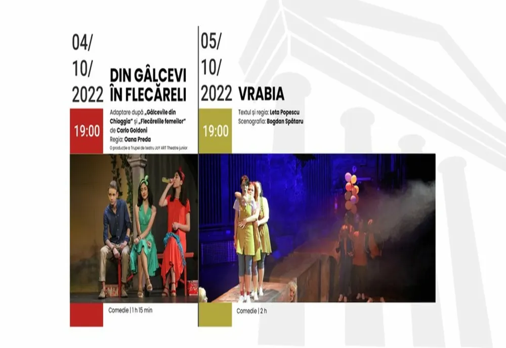 Spectacole oferite de Teatrul Fani Tardini la acest sfârșit de săptămână