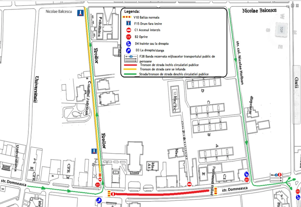 Sâmbătă, 14 ianuarie 2023, între orele 8.00 – 18.00, se va închide traficul auto pe str. Domnească, între str. Eroilor și str. Gării