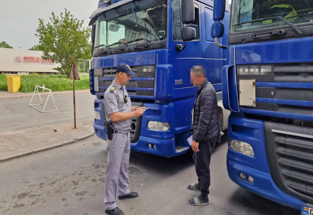 Depistat cu permis de conducere fals la volanul unui autocamion